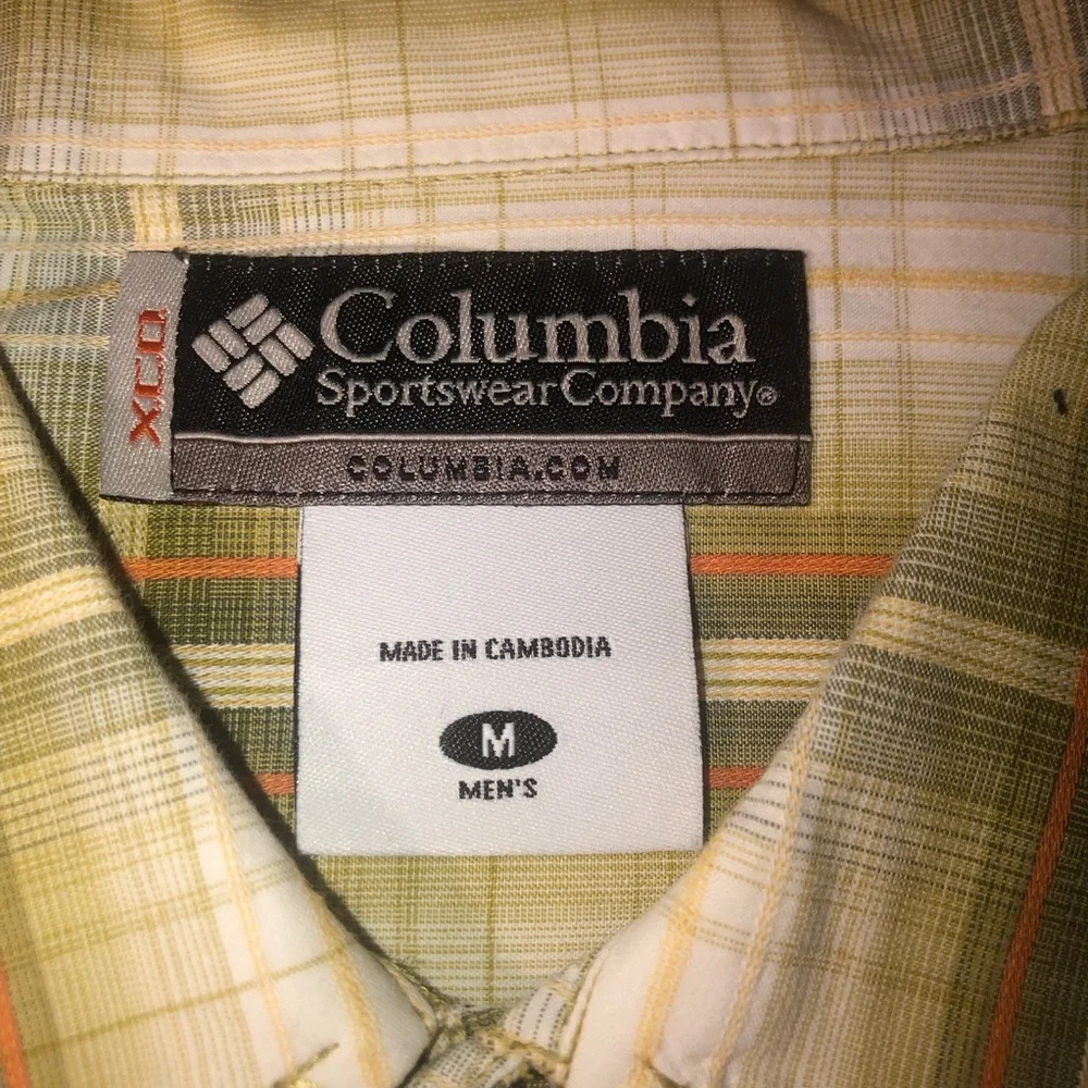 Columbia Button Down Mens Size Medium Fish Work Beach Dress Shirt - Picture 5 of 14
